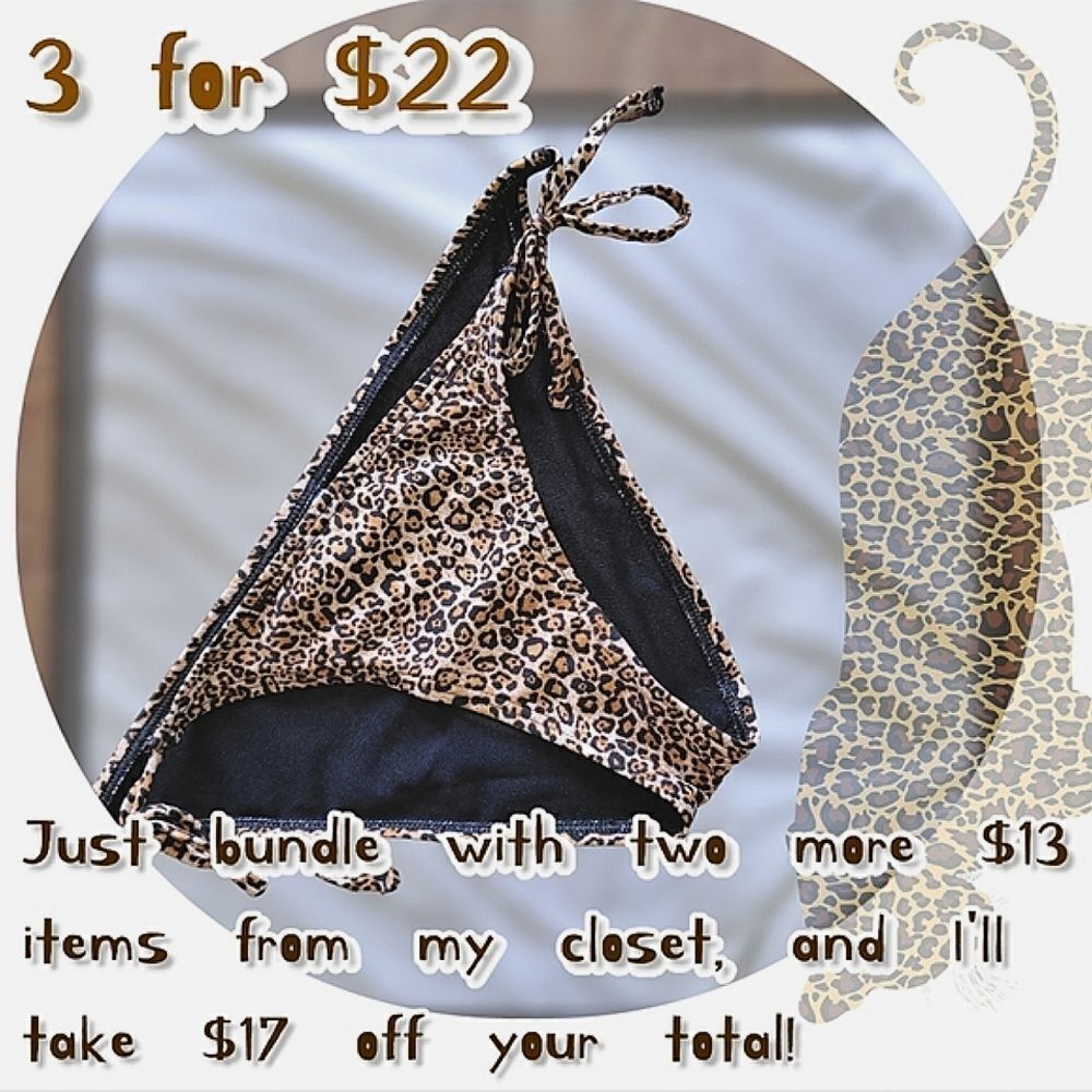 Zaful leopard print side tie bikini bottoms Size S